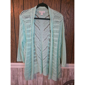 Women's Christopher & Banks Cardigan XL Light Green